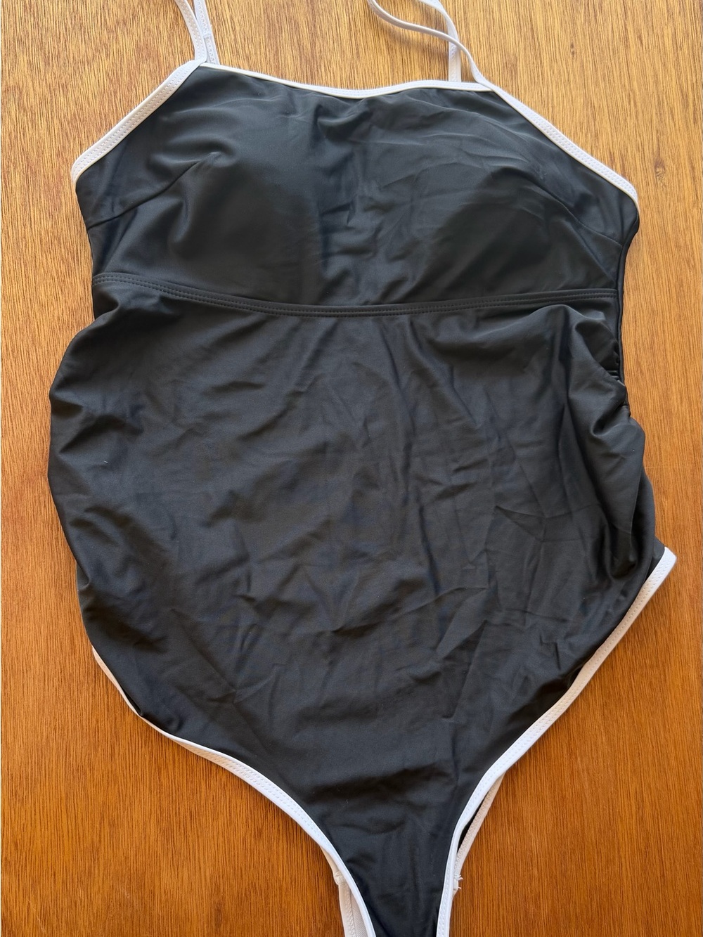 SHEIN Black One-Piece Swimsuit with White Trim